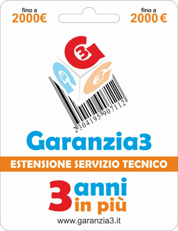 Estendi la garanzia ulteriori 3 anni! Sarai coperto in ogni caso di guasto o malfunzionamento 2000€