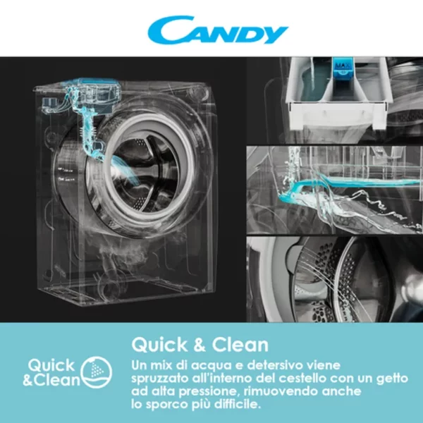 CANDYLavatrice a carica frontale Smart Libera installazione, 9 kg, 1200 RPM, Classe B, Bianco, 16 programmi, Contenuti extra e controllo di prossimità (NFC), L x P x A (cm) 60x52x85 - immagine 6