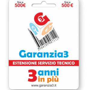 Estendi la garanzia ulteriori 3 anni! Sarai coperto in ogni caso di guasto o malfunzionamento 500€