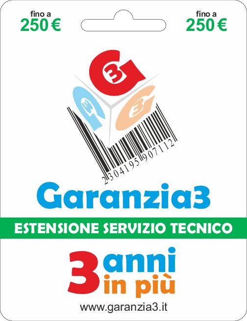 Estendi la garanzia ulteriori 3 anni! Sarai coperto in ogni caso di guasto o malfunzionamento 250€