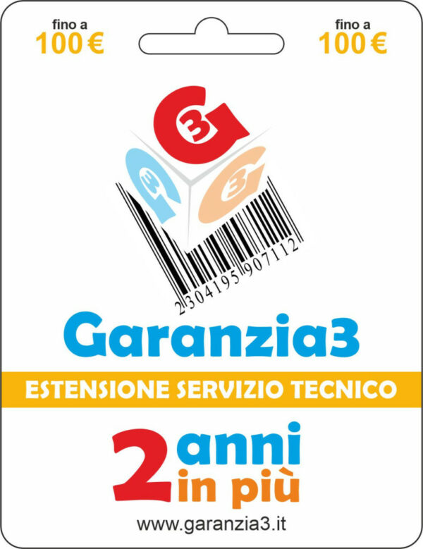 Estendi la garanzia ulteriori 2 anni! Sarai coperto in ogni caso di guasto o malfunzionamento 100€